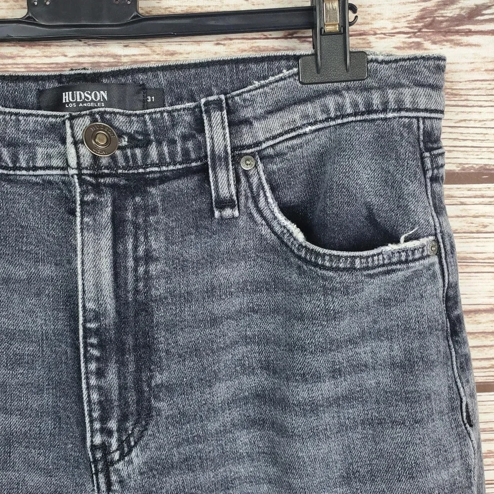 Hudson Womens Size 31x28 Black Holly Straight Leg Distressed Jeans          #238 - Picture 6 of 13